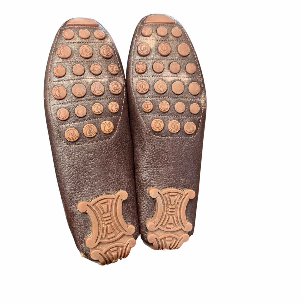 Celine Dark Brown Pebbled Leather Loafers Womens 40 / US 10 AS IS - Picture 10 of 13